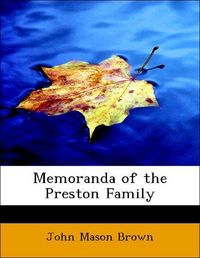 Produktbild: Brown, J: Memoranda of the Preston Family