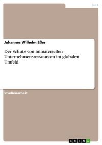 Produktbild: Der Schutz von immateriellen Unternehmensressourcen im globalen Umfeld