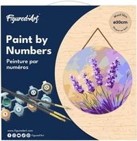Produktbild: FiguredArt RFA013 - Malen nach Zahlen, Lavendel, Holzscheibe (30cm), Malset, Paint by Numbers