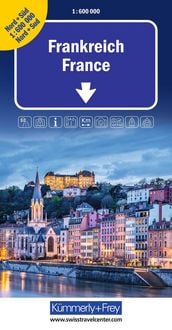 Produktbild: K&uuml;mmerly+Frey Strassenkarte Frankreich Nord+S&uuml;d 1:600.000