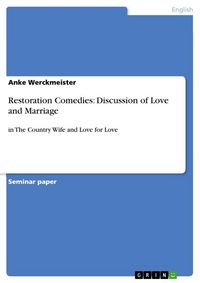 Produktbild: Restoration Comedies: Discussion of Love and Marriage