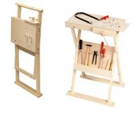 Produktbild: PEBARO 487 - Klappbare Werkbank aus Holz für Kinder, höhenverstellbar bis 74 cm, Platte 30x75 cm