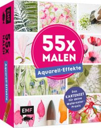 Produktbild: 55 x malen &ndash; Aquarell-Effekte: Das Kartenset f&uuml;r deine Watercolor-Praxis