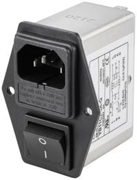 Produktbild: TRU COMPONENTS TC-10101460 Netzfilter mit Kaltger&auml;tebuchse, mit Schalter, mit 2 Sicherungen 250 V/AC 6 A 0.8 mH 1 St.