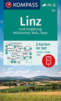 KOMPASS Wanderkarten-Set 202 Linz und Umgebung, Mühlviertel, Wels, Steyr (2 Karten) 1:50.000 Kompass-Karten GmbH