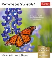 Produktbild: Momente des Gl&uuml;cks Postkartenkalender 2027 - Wochenkalender mit Zitaten, mit 53 Postkarten