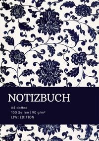 Produktbild: Notizbuch A4 dotted - 100 Seiten Soft Cover - floral blau