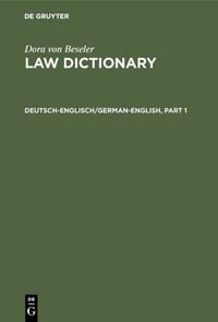 Produktbild: Dora von Beseler: Law Dictionary / Deutsch-Englisch/German-English