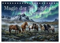 Produktbild: Magie der Islandpferde im Aquarellstil (Tischkalender 2027 DIN A5 quer), CALVENDO Monatskalender