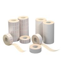 Produktbild: Herlitz Preisauszeichnungsetikett 1-zeilig weiß mit rotem Balken 12 Rollen x 1200 Etiketten