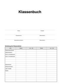 Klassenbuch "Standard", Umschlagfarbe: grün