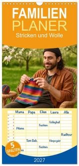 Produktbild: Familienplaner 2027 - Stricken und Wolle mit 5 Spalten (Wandkalender, 21 x 45 cm) CALVENDO