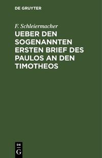Produktbild: Ueber den sogenannten ersten Brief des Paulos an den Timotheos