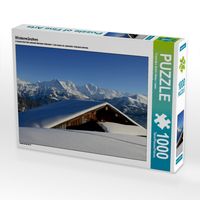 Produktbild: CALVENDO Puzzle Winterm&auml;rchen - verschneite Almh&uuml;tte - Eiger, M&ouml;nch, Jungfrau | 1000 Teile Lege-Gr&ouml;&szlig;e 64x48cm Foto-Puzzle f&uuml;r gl&uuml;ckliche Stunden