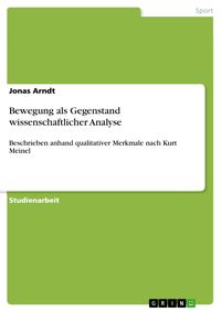 Produktbild: Bewegung als Gegenstand wissenschaftlicher Analyse