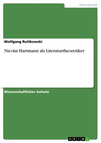 Produktbild: Nicolai Hartmann als Literaturtheoretiker