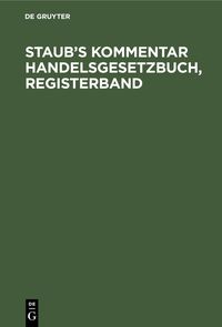 Produktbild: Staub's Kommentar Handelsgesetzbuch, Registerband