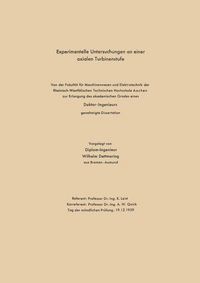 Produktbild: Experimentelle Untersuchungen an einer axialen Turbinenstufe