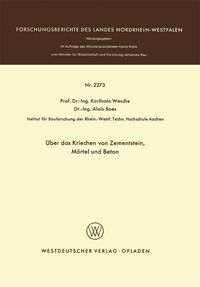 Produktbild: &Uuml;ber das Kriechen von Zementstein, M&ouml;rtel und Beton