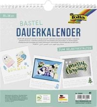 Produktbild: Folia Dauerkalender mit Spiralbindung 220g/m², 23x24cm, Papier weiß, Druck schwarz