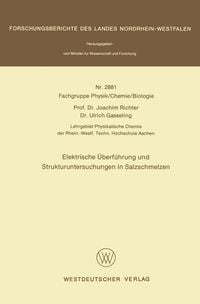 Produktbild: Elektrische &Uuml;berf&uuml;hrung und Strukturuntersuchungen in Salzschmelzen