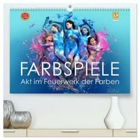 Produktbild: FARBSPIELE - Akt im Feuerwerk der Farben (hochwertiger Premium Wandkalender 2026 DIN A2 quer), Kunstdruck in Hochglanz