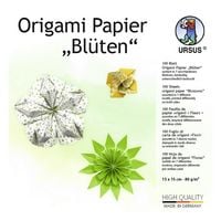 Produktbild: URSUS Falten Origami Papier Bl&uuml;ten, gelb/gr&uuml;n, 100 Blatt
