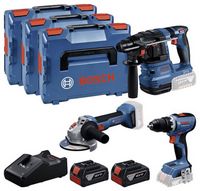 Produktbild: Bosch Professional GSR + GBH + GWS + 2x GBA 5.0 Ah + GAL 18V-40 0615A5009G Werkzeugset