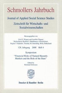 Produktbild: Symposium "Financial Risks of Natural Hazards: Markets and the Role of the State«.