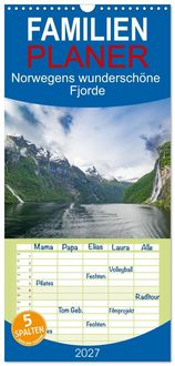 Produktbild: Familienplaner 2027 - Norwegens wundersch&ouml;ne Fjorde mit 5 Spalten (Wandkalender, 21 x 45 cm) CALVENDO