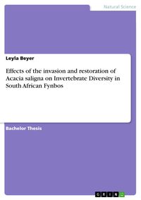 Produktbild: Effects of the invasion and restoration of Acacia saligna on Invertebrate Diversity in South African Fynbos