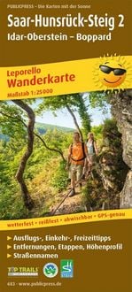 Produktbild: Publicpress Leporello Wanderkarte Saar-Hunsr&uuml;ck-Steig 2, Idar-Oberstein, Boppard 1:25.000