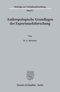 Produktbild: Anthropologische Grundlagen der Exportmarktforschung.