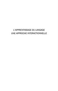 Produktbild: L'apprentissage du langage - une approche interactionnelle -