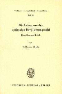 Produktbild: Die Lehre von der optimalen Bev&ouml;lkerungszahl.