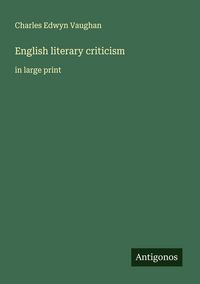 Produktbild: English literary criticism
