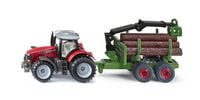 Produktbild: Siku 1134 - Massey Ferguson Traktor mit Forstanh&auml;nger, 147x39x58mm