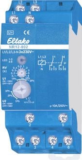 Produktbild: Netz&uuml;berwachungsrelais NR12-002-3X230V Eltako Betriebsspannung: 230 V 2 Wechsler (L x B x H) 58 x 36 x 58 mm 1 St.