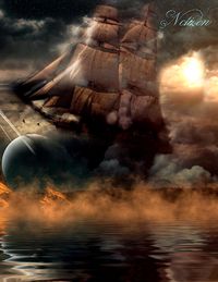 Bild vom Artikel Fantasy Notizbuch: Wolkenschiff - weiße Seiten mit Eckmotiv vom Autor Samuriel Sternenfeuer