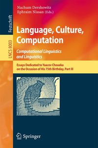 Produktbild: Language, Culture, Computation: Computational Linguistics and Linguistics