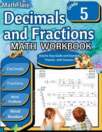 Produktbild: Decimals and Fractions Math Workbook 5th Grade