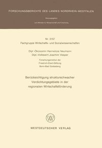 Produktbild: Ber&uuml;cksichtigung strukturschwacher Verdichtungsgebiete in der regionalen Wirtschaftsf&ouml;rderung