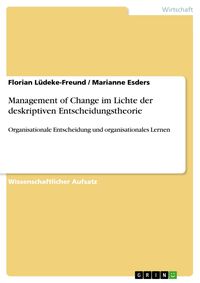 Produktbild: Management of Change im Lichte der deskriptiven Entscheidungstheorie