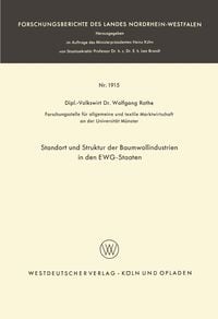 Produktbild: Standort und Struktur der Baumwollindustrien in den EWG-Staaten