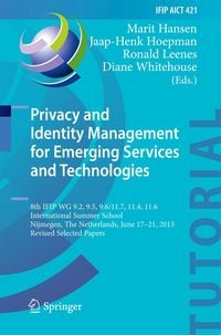 Produktbild: Privacy and Identity Management for Emerging Services and Technologies