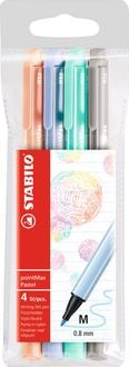 Produktbild: STABILO Filzschreiber -   pointMax - 4er Pack - Pastellfarben - kobaltblau hell, eisgr&uuml;n, hellrosa, hellgrau