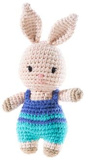 Produktbild: Heunec 930278 - Hase geh&auml;kelt, rosa mit blauem Anzug, 15 cm