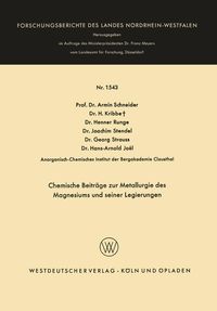 Produktbild: Chemische Beitr&auml;ge zur Metallurgie des Magnesiums und seiner Legierungen