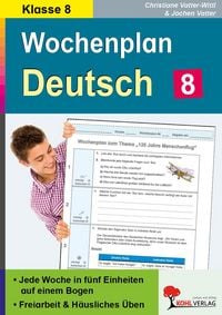 Produktbild: Wochenplan Deutsch / Klasse 8