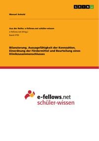 Produktbild: Bilanzierung. Aussagef&auml;higkeit der Kennzahlen, Einordnung der F&ouml;rdermittel und Beurteilung eines Klinikzusammenschlusses
